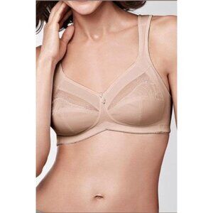 Amoena Isadora Wire-Free Bra Sand Color Size 34G With Lace Detailing Adjustable